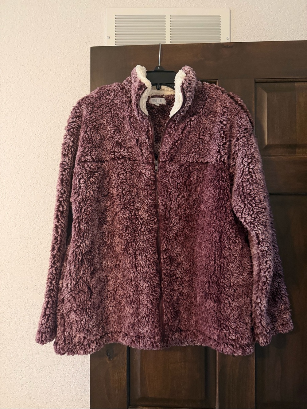 Peach Love California Plush Teddy Jacket in Mauve